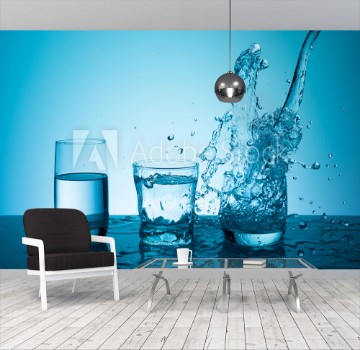 Picture of Creative splashing water in the glass